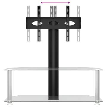 Corner TV Stand for 32-70 Inch TVs - Black & Silver 2-Tier Design