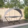 Outdoor Lounge Bed with Canopy Grey Steel and Oxford Fabric Colour grey 