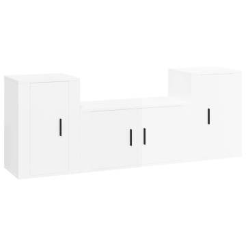 3 Piece High Gloss White TV Cabinet Set | HipoMarket