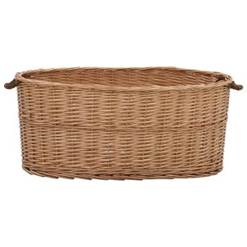 Natural Willow Firewood Basket with Handles - 78x54x34 cm