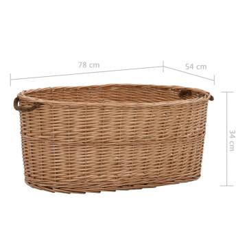 Natural Willow Firewood Basket with Handles - 78x54x34 cm