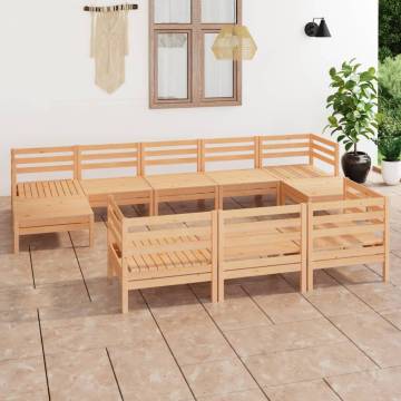 10 Piece Garden Lounge Set - Solid Wood Pine | HiPo Market