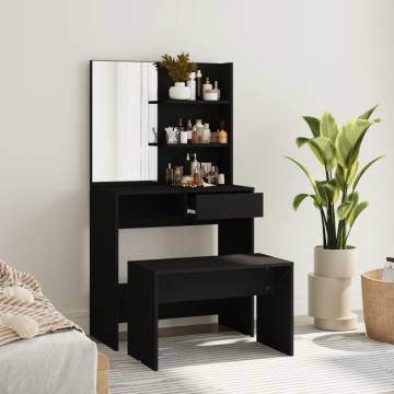 Stylish Black Dressing Table Set - 74.5x40x141 cm