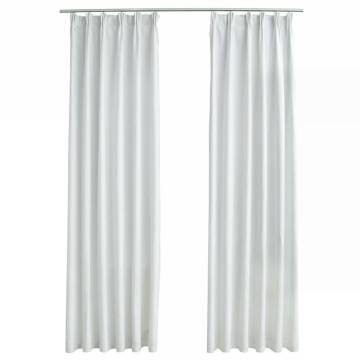 Elegant Off White Blackout Curtains with Hooks - 140x225 cm