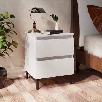 Stylish Bed Cabinet in White - 40x35x50 cm Engineered Wood