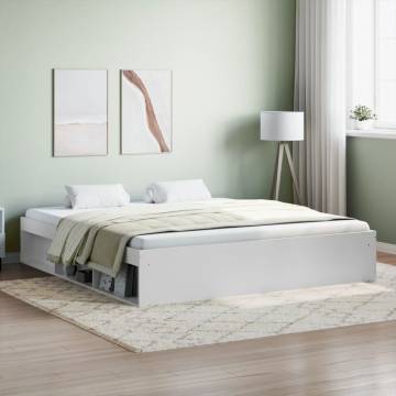 Stylish White Bed Frame 180x200 cm - Super King Size