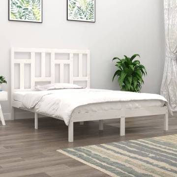 White Solid Wood Bed Frame 120x190 cm - Modern Style