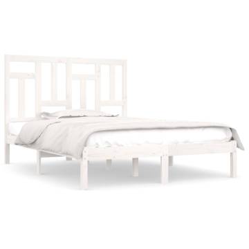 White Solid Wood Bed Frame 120x190 cm - Modern Style