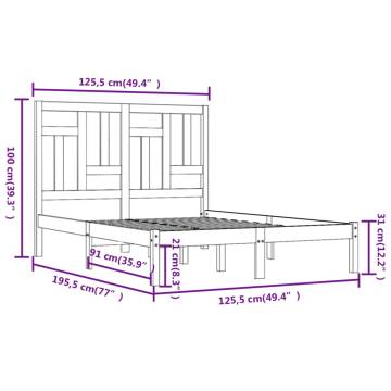 White Solid Wood Bed Frame 120x190 cm - Modern Style