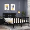 Solid Wood Black Bed Frame with Headboard - 140x200 cm