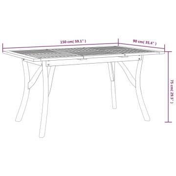 Garden Table 150x90 cm - Solid Wood Acacia | HipoMarket