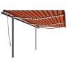 Manual Retractable Awning with LED 6x3 m Orange and Brown Colour multicolour Size 6 x 3 m Quantity in Package 1 