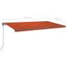 Manual Retractable Awning with LED 6x3 m - Orange & Brown