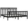 Black Solid Wood Pine Bed Frame 200x200 cm - Hipomarket