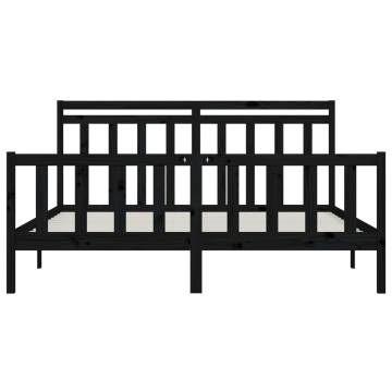 Black Solid Wood Pine Bed Frame 200x200 cm - Hipomarket