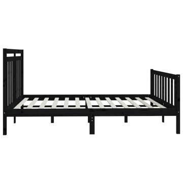 Black Solid Wood Pine Bed Frame 200x200 cm - Hipomarket