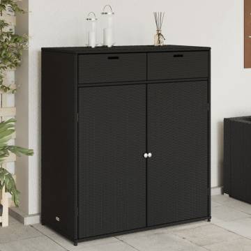 Garden Storage Cabinet Black - 105x55x113 cm Poly Rattan