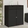 Garden Storage Cabinet Black 105x55x113 cm Poly Rattan Colour black Size 105 x 55 x 113 cm 