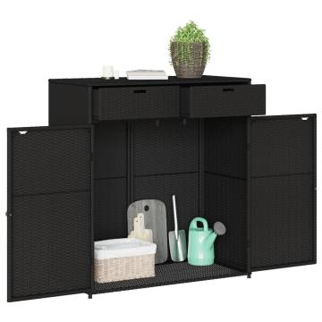 Garden Storage Cabinet Black - 105x55x113 cm Poly Rattan