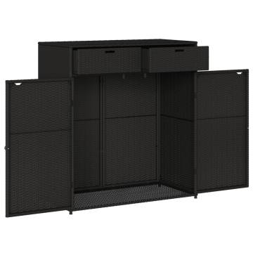 Garden Storage Cabinet Black - 105x55x113 cm Poly Rattan