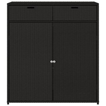 Garden Storage Cabinet Black - 105x55x113 cm Poly Rattan