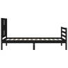 Black Bed Frame with Headboard - 100x200 cm Solid Wood