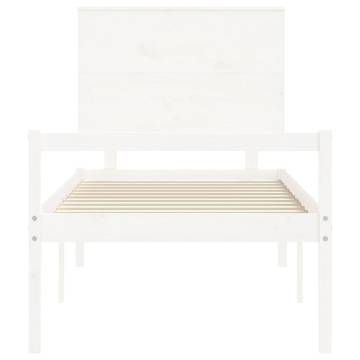 White Solid Wood Bed Frame with Headboard 100x200 cm - HipoMarket