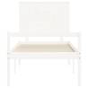 White Solid Wood Bed Frame with Headboard 100x200 cm - HipoMarket