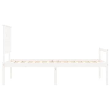 White Solid Wood Bed Frame with Headboard 100x200 cm - HipoMarket