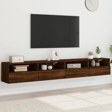 TV Wall Cabinets 2pcs Brown Oak - Engineered Wood 100x30x30 cm