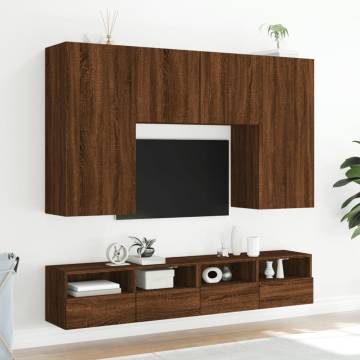 TV Wall Cabinets 2pcs Brown Oak - Engineered Wood 100x30x30 cm