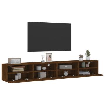 TV Wall Cabinets 2pcs Brown Oak - Engineered Wood 100x30x30 cm