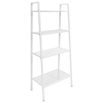 Ladder Bookcase 4 Tiers Metal White - Stylish & Compact Storage