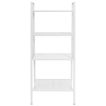 Ladder Bookcase 4 Tiers Metal White - Stylish & Compact Storage