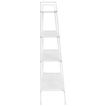 Ladder Bookcase 4 Tiers Metal White - Stylish & Compact Storage