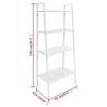 Ladder Bookcase 4 Tiers Metal White - Stylish & Compact Storage