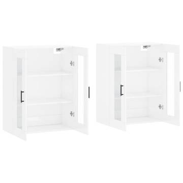 High Gloss White Wall Mounted Cabinets - Set of 2 | Hipo Market