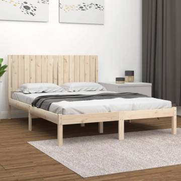 Solid Wood King Size Bed Frame 150x200 cm - Modern Design