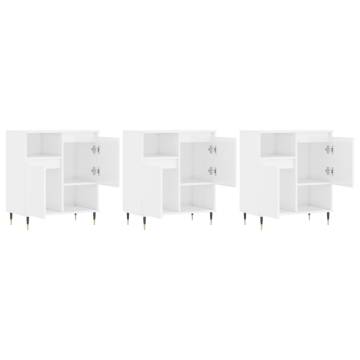 High Gloss White Sideboards - 3 pcs Engineered Wood