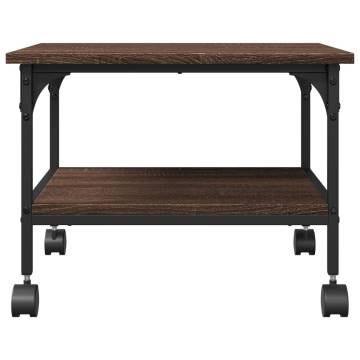 2-Tier Brown Oak Printer Stand | Engineered Wood | HipoMarket