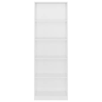 5-Tier High Gloss White Book Cabinet - Stylish Home Storage