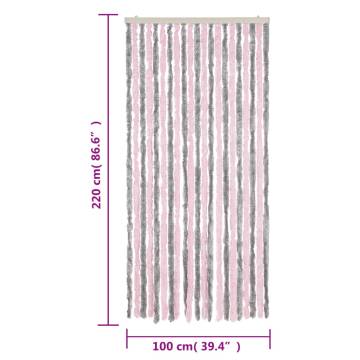 Fly Curtain Silver Grey & Pink 100x220 cm | Hipomarket