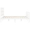 Stylish White Bed Frame with Headboard - 140x190 cm Solid Wood