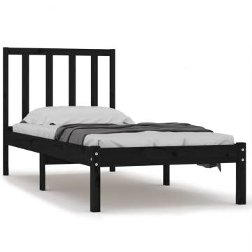 Black Solid Wood Pine Bed Frame 90x190 cm - Single