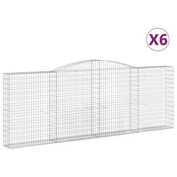 Arched Gabion Baskets - 6 pcs Galvanised Iron for Your Garden