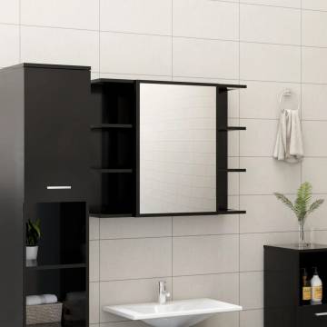 Stylish Black Bathroom Mirror Cabinet - 80x20.5x64 cm