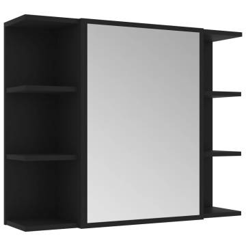 Stylish Black Bathroom Mirror Cabinet - 80x20.5x64 cm