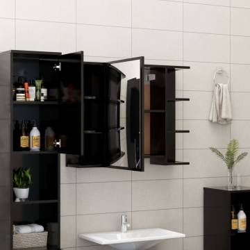 Stylish Black Bathroom Mirror Cabinet - 80x20.5x64 cm