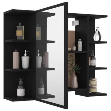 Stylish Black Bathroom Mirror Cabinet - 80x20.5x64 cm