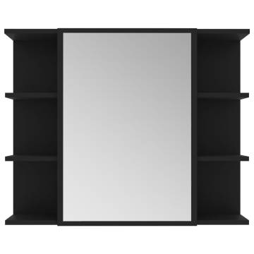 Stylish Black Bathroom Mirror Cabinet - 80x20.5x64 cm